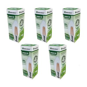 Lampara Vela Led Filamento 4w E27 Calida Interelec Pack X 5u