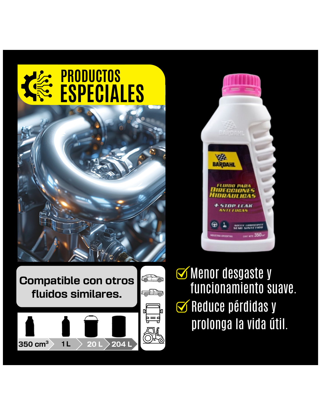 Fluido Transmisiones Hidraulicas Stop Leak Bardahl 350cm - Imagen 4