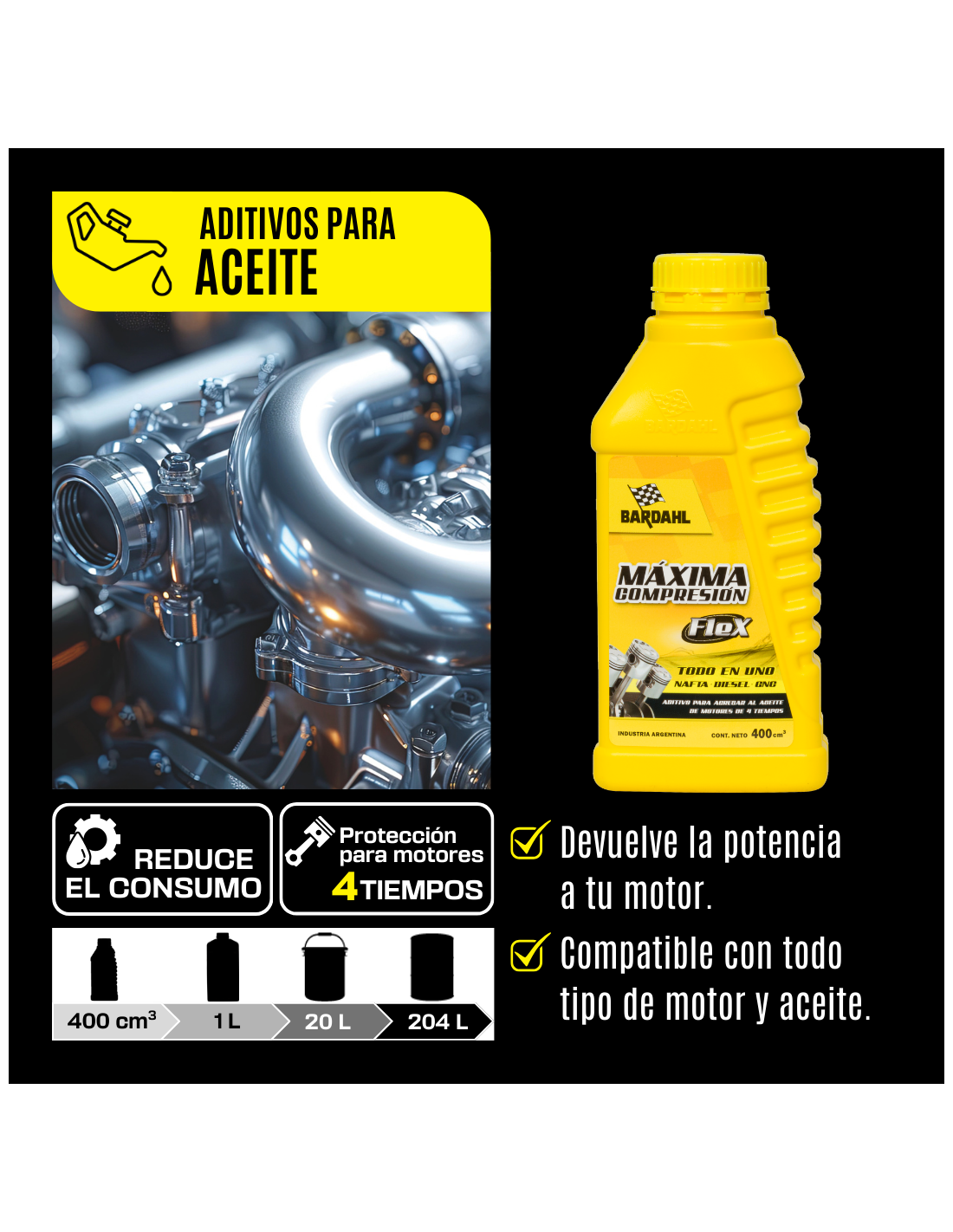 Aditivo Máxima Compresión Flex X 400 Ml Bardahl - Imagen 2